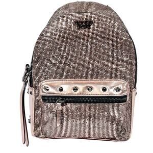 Victoria Secret Pink Metallic Bling Mini Backpack Chain Straps Used